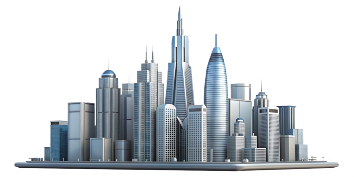 Modern Skyscraper Abstract Cityscape Urban Skyline Transparent Architectural Design Futuristic Metropolis Construction