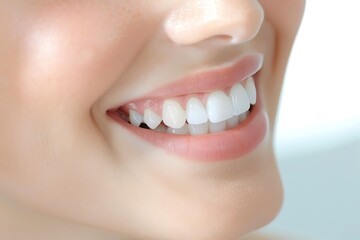 Obraz premium Close-up of a patient's face showing relief after a successful dental treatment, tooth pain, imitative presentation of post-treatment comfort