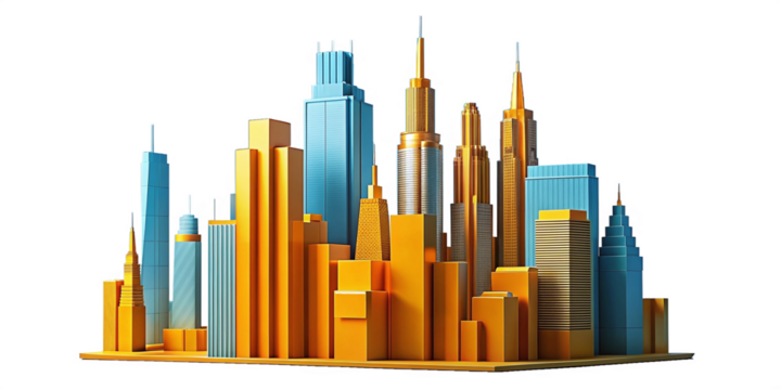 Futuristic Skyscraper Urban Skyline Abstract Cityscape Modern Architectural Design Transparent Metropolis Business Concept