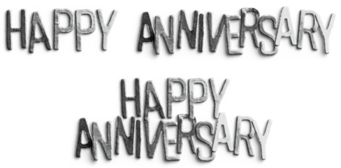 Silver Metallic Happy Anniversary Text