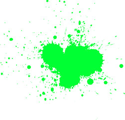 green watercolor brush painting splash splatter on white background