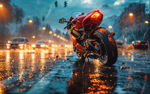 still Bike against the buzzling city background 
