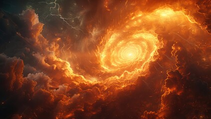 Fiery Cosmic Spiral in a Celestial Canvas