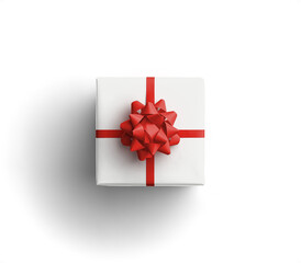 White Gift Box with Red Ribbon and Bow