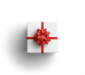 White Gift Box with Red Ribbon and Bow