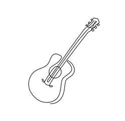 Fototapeta premium Vector isolated guitar one single contemporary line art colorless black and white contour line easy drawing