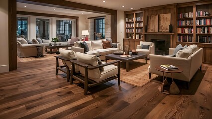 Hard wood flooring in living room area