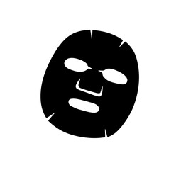 Vector isolated one single simple fabric face mask spa colorless black and white outline silhouette shadow shape stencil solid black