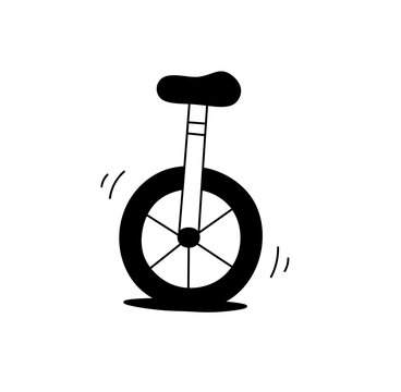 recommend clip art: Vector isolated one single simple unicycle one wheel with saddle colorless black and white contour line easy drawing