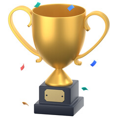 gold trophy 3D Icon Illustration. Low Poly Style