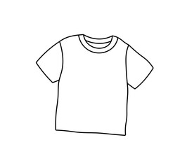 Vector isolated one single simple white t-shirt colorless black and white contour line easy drawing