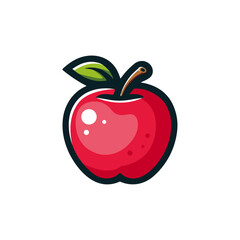 Apple fruit logo cartoon style vector on white background