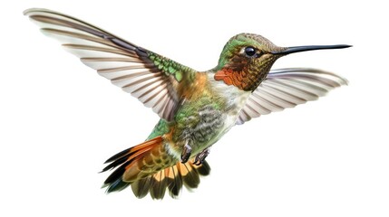 Obraz premium hummingbird in flight on white background