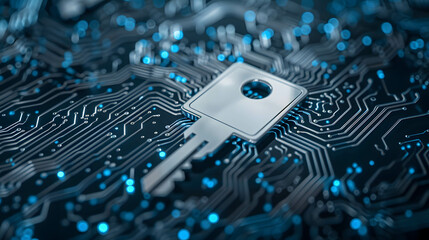 Cyber and social security concept, safety and data protection in the online, cloud system, a digital key and network connection