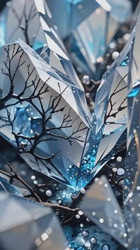 A hyper-detailed 3D close-up of a dendritic blue opal crystal rendered in 8k using octane, featuring ray-tracing and Blender. AI generative content