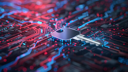 Cyber and social security concept, safety and data protection in the online, cloud system, a digital key and network connection