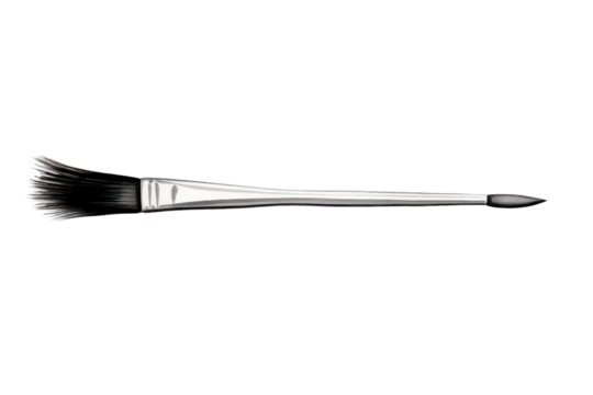 minimalist line drawing of a paintbrush, capturing its essence with simple strokes, isolated on a white background