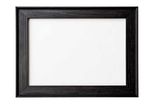 minimalist black wooden picture frame with a thin border, isolated on a white background
