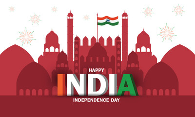 India happy independence day celebration with famous monument of India