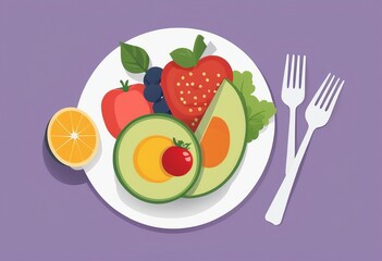 Naklejka premium Engaging Flat Design of a Wholesome Meal