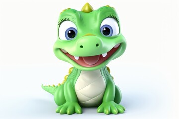Fototapeta premium Cute baby crocodile background cartoon animal plush.