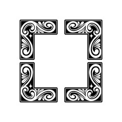 Ornament floral design element for frame, border, and wedding with vintage style