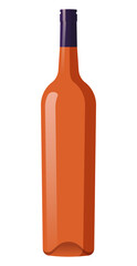 Wine bottle isolated PNG. Bottle of orange wine without label