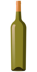 Wine bottle isolated PNG. Bottle of white wine without label isolated on transparent background