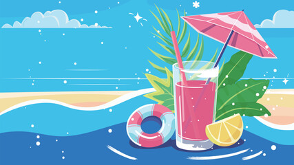 Vector illustration of cool summer at the seaside