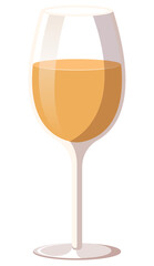 Glass of white wine. Alcohol drink isolated PNG