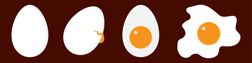 Fried, half and eggs in shell.