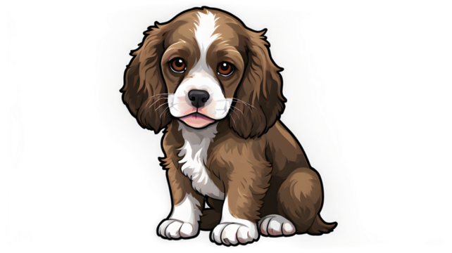 American Cocker Spaniel puppy, vector , sticker, transparent