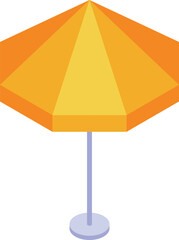 Obraz premium Yellow beach umbrella providing shade on a sunny day, isometric icon