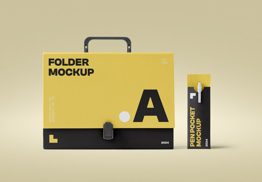 Folder with Pen Mockups