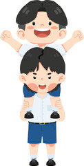 Fototapeta premium Two boys giving a piggyback ride
