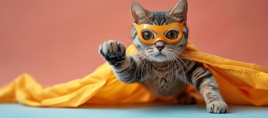 Obraz premium Superhero Cat in Action