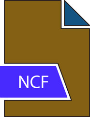 NCF  File format icon in shapes 2 colors and side contour