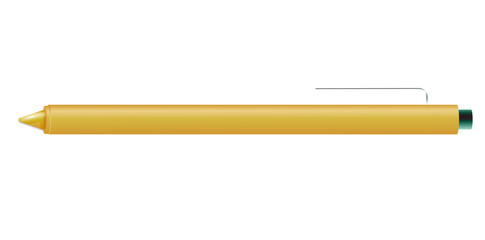 Golden Office Ball Pen Isolated On White Background, Writing School And Office Tool Vector Illustration.	