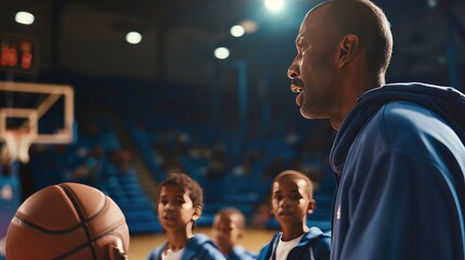 A passionate coach guides the team, emphasizing strategy and teamwork to inspire peak performance.