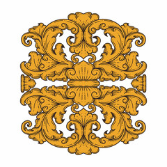 Isolated ornamental design. Ornamental elements for your designs. Floral carving decoration for postcards, invitations, social media or wedding.