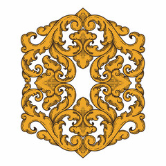 Isolated ornamental design. Ornamental elements for your designs. Floral carving decoration for postcards, invitations, social media or wedding.