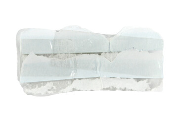 White piece of ripped paper edge cardboard texture isolated on white background.