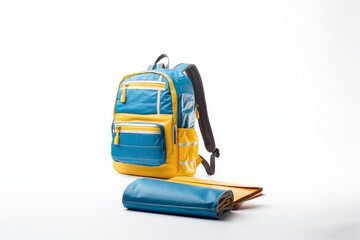 Fototapeta premium Yellow Baby Blue Colors backpack on an isolated background
