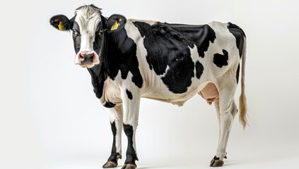 Holstein Cow Standing Against White Background