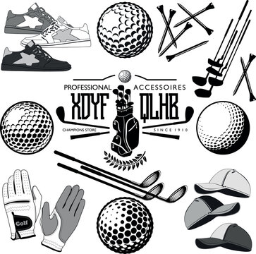 Professional golf accessories, shoes, gloves and caps