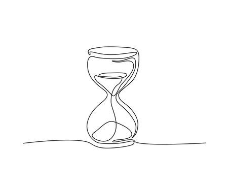 recommend clip art: Hourglass countdown simple outline illustration. Continuous line drawing of Hourglass timer.
