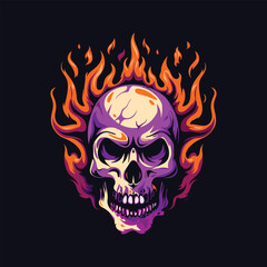 overheated fire skull vector illustration design on black background