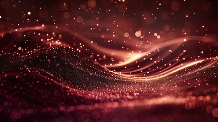 Burgundy and bronze particle wave with shimmering highlights in a luxurious background
