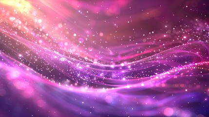 Obraz premium Modern backdrop with purple and pink waves twinkling stars