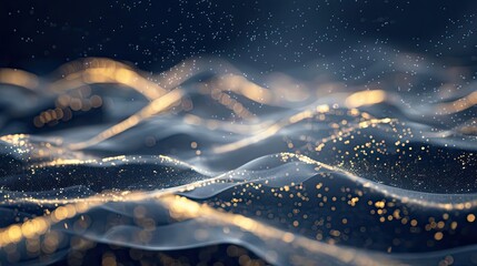 Sophisticated background with silver and gold lines tiny particles